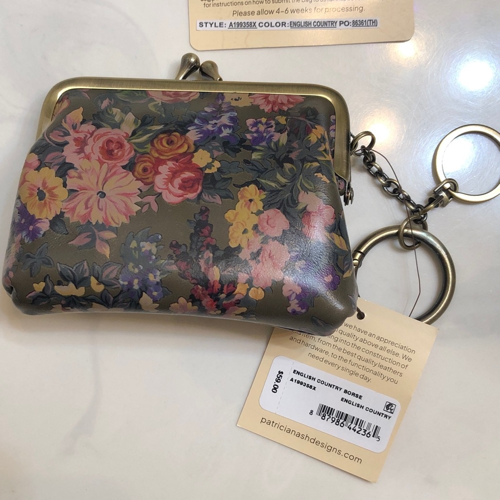 Patricia Nash Borse Leather Coin Purse English Country Print NWT & Card - Picture 6 of 16